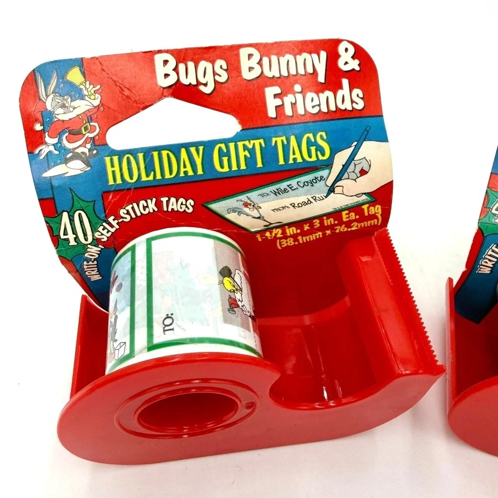 Vintage 1996 Looney Tunes Bugs Bunny Holiday Gift Tags 2 Rolls 80 Self-Stick Tag